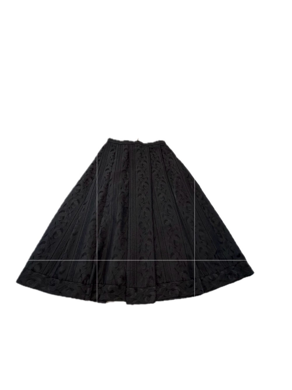 Wenger Austrian Style Black Jacquard Brocade Trachten Midi Skirt Pleated Vintage